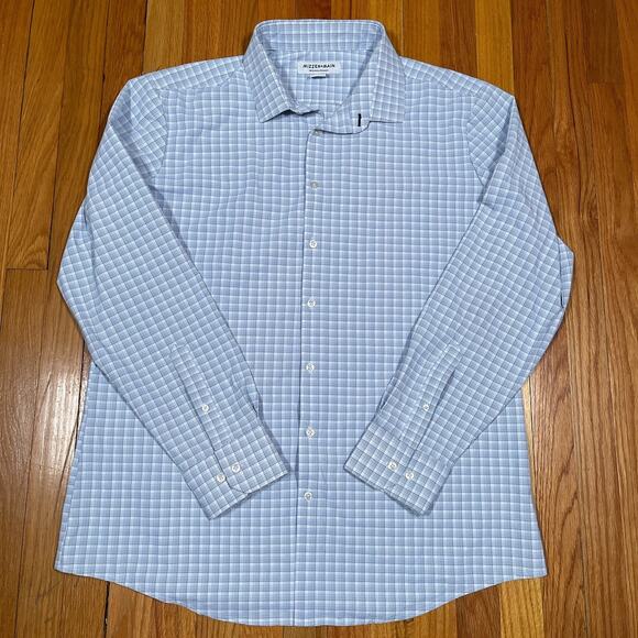 Mizzen+Main 2XL Trim White Blue Graph Check Dress Shirt Long Sleeve Button Up - Picture 2 of 9